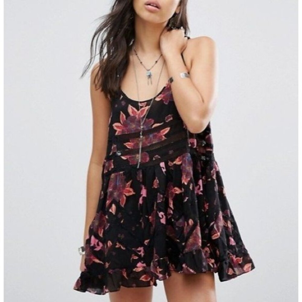 Free People Intimately Slip Dress XS Ruffle Floral Y2K Fairy Whimsigoth Festival
